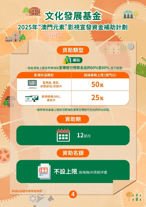 “澳門元素”影視宣發資金補助計劃 (4)