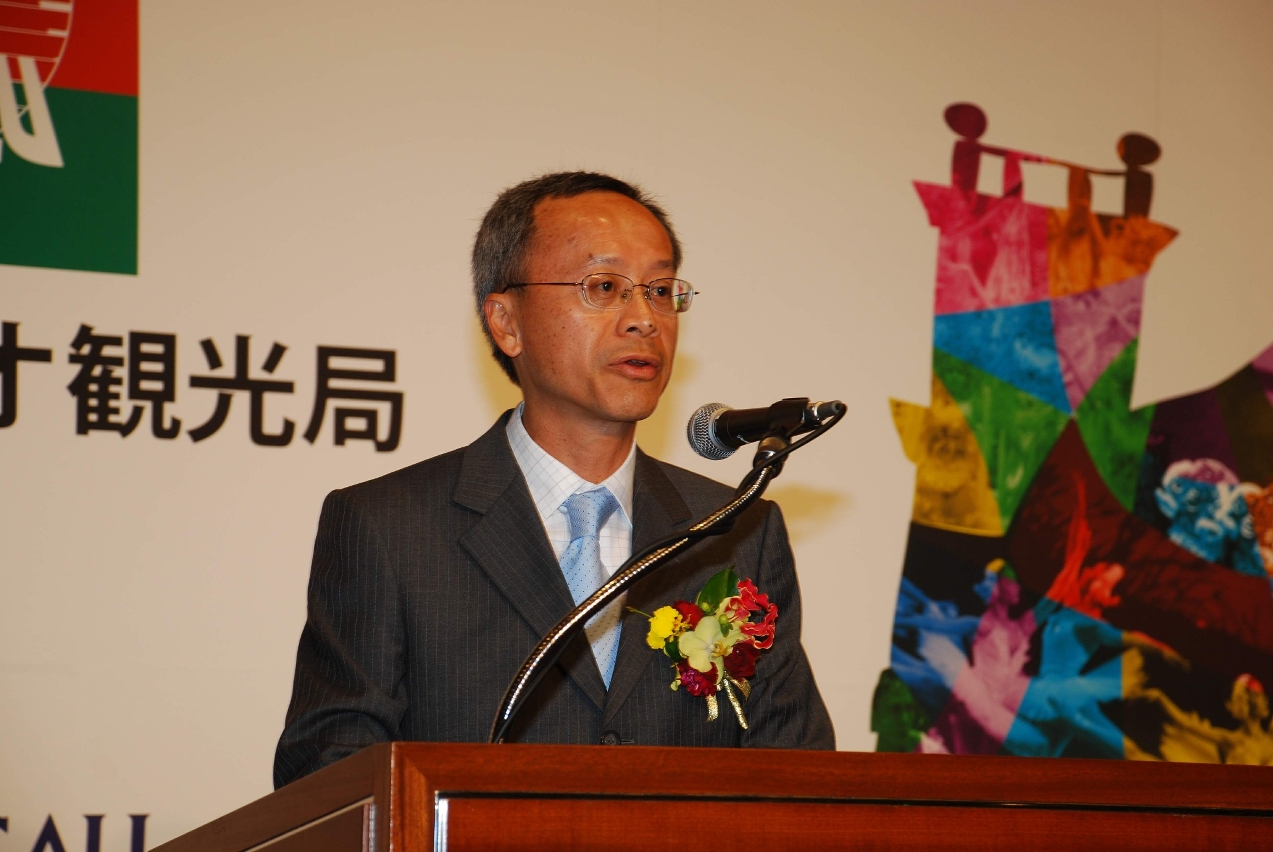 運輸工務司司長劉仕堯在大阪澳門宣傳活動上致詞