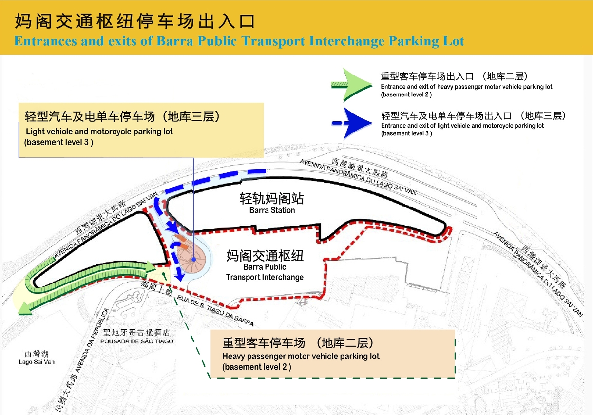 妈阁交通枢纽停车场出入口示意图