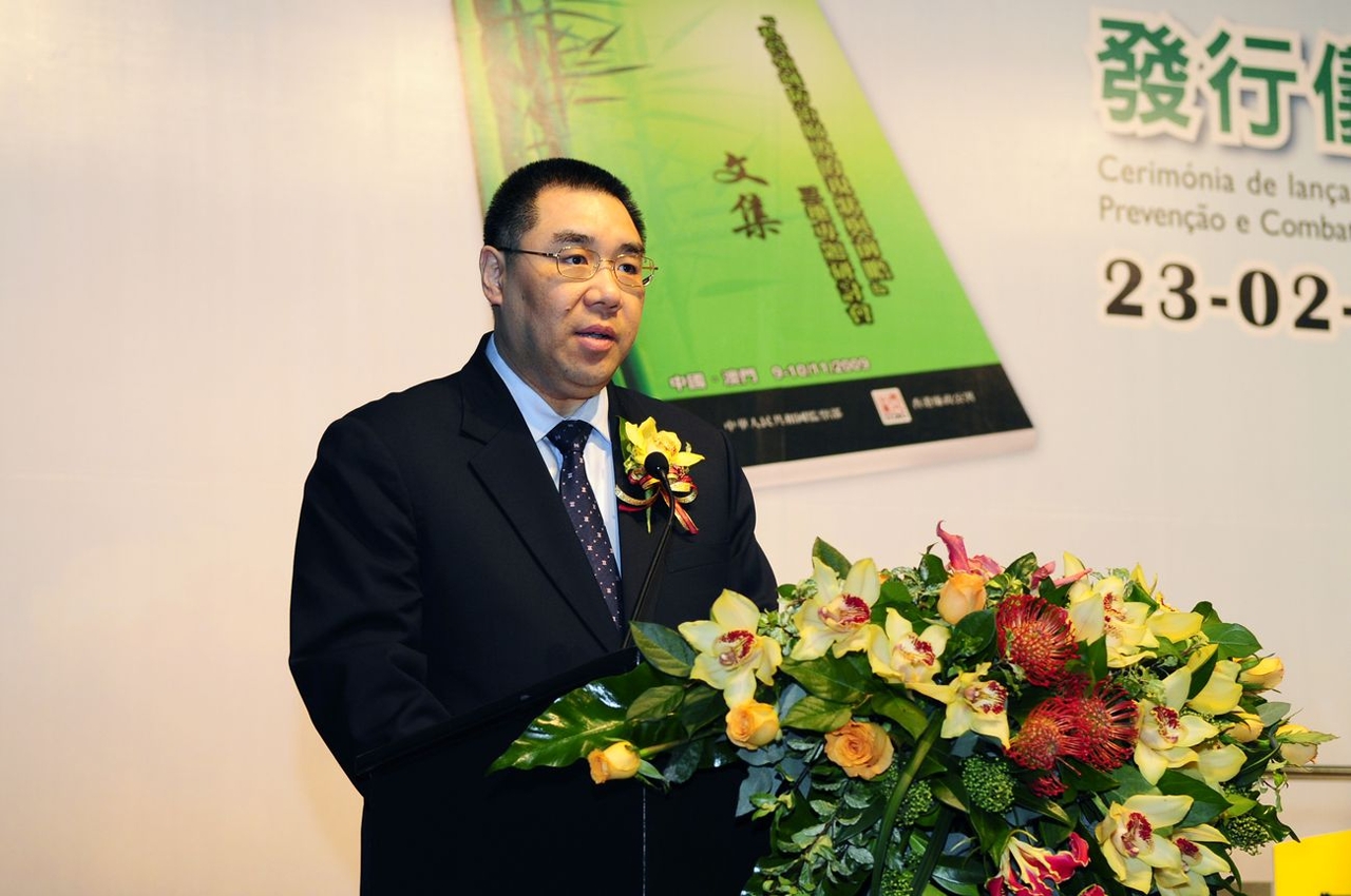 O Chefe do Executivo, Doutor Chui Sai On, discursando