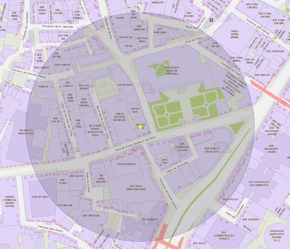 áreas da eliminação química de mosquitos perto do edifício lei fung, situado na rua de pedro nolasco da silva
