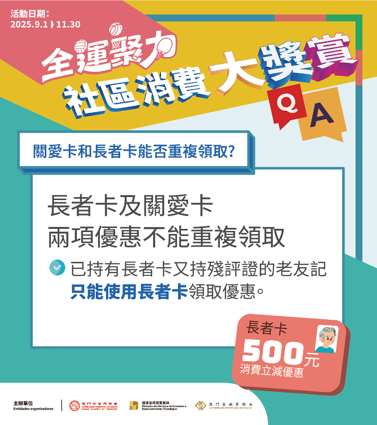“长者卡”及“关爱卡”优惠不能兼得