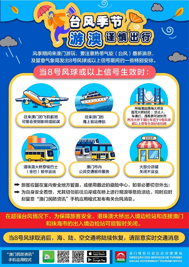 “台风季节游澳门谨慎出行”图文包