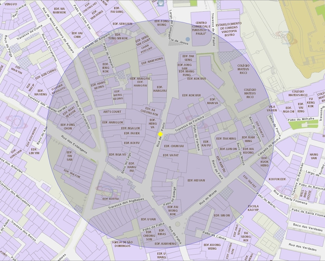 A área de risco, com um raio de 100 metros, circunda a Rua de São Paulo.