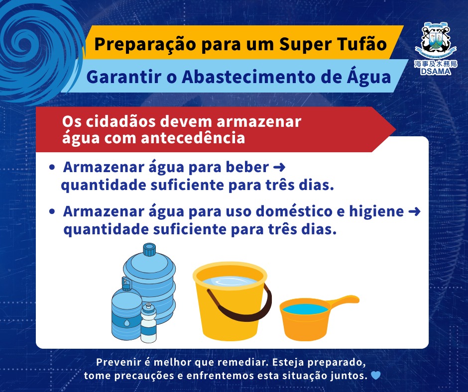 A DSAMA apela aos cidadãos para armazenar antecipadamente uma quantidade adequada de água