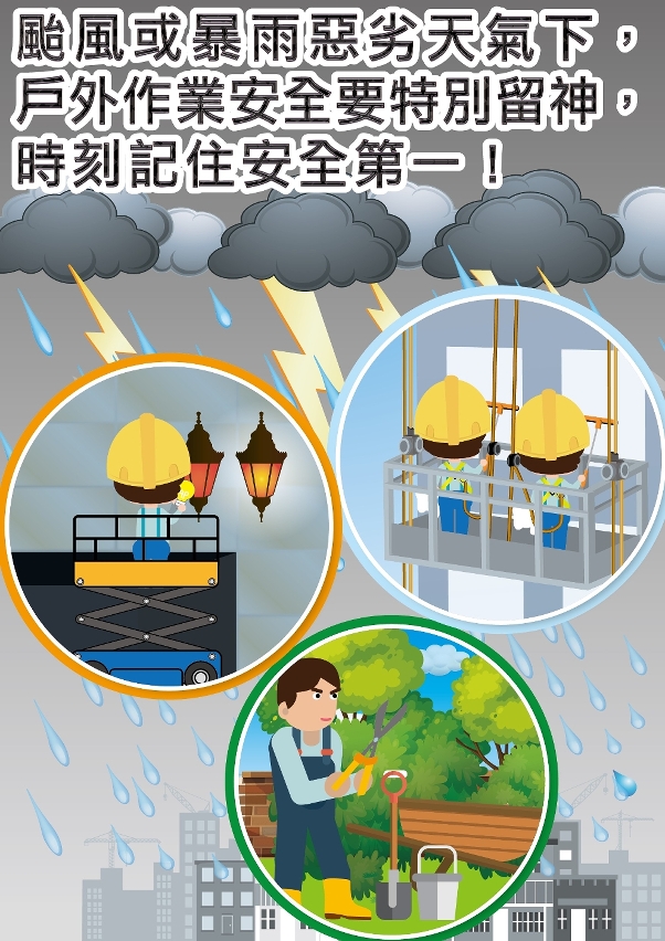 劳工局呼吁工友在热带气旋期间工作做好安全措施