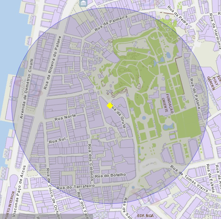 Área de risco com um raio de 200 metros, próxima na Rua da Gruta n.º 37 do Edifício Jardim Luís de Camões, em Macau