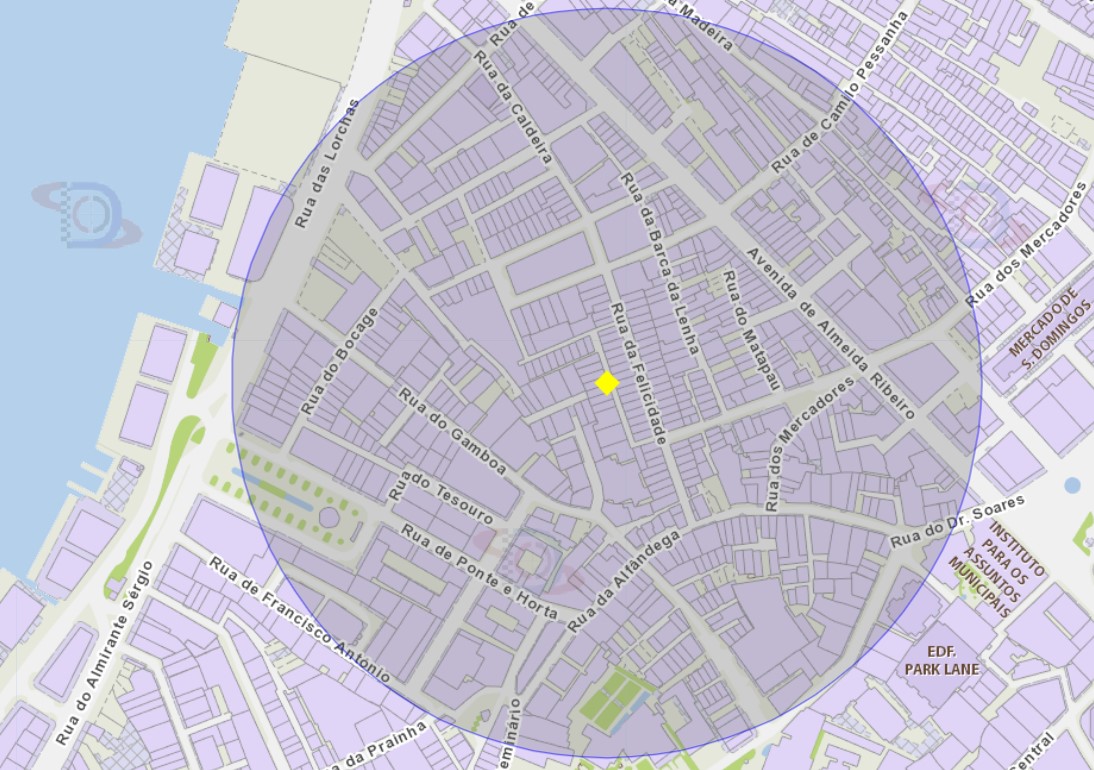 zona de risco com raio de 200 metros nas proximidades do beco da felicidade