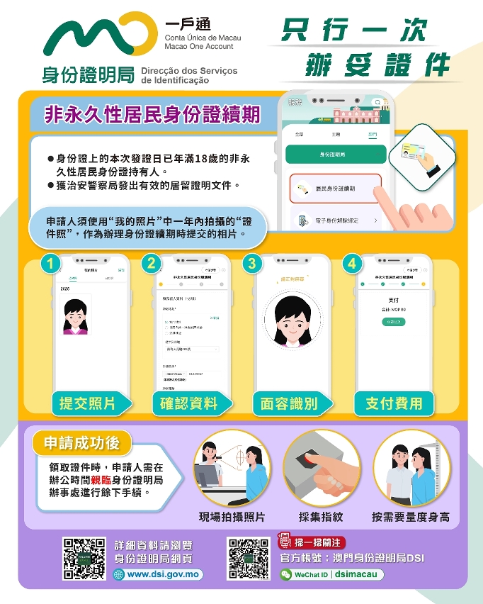 經“一戶通”申辦非永久性居民身份證續期