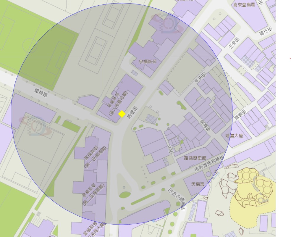 4. 氹仔地堡街181-185号附近风险区域100米半径范围