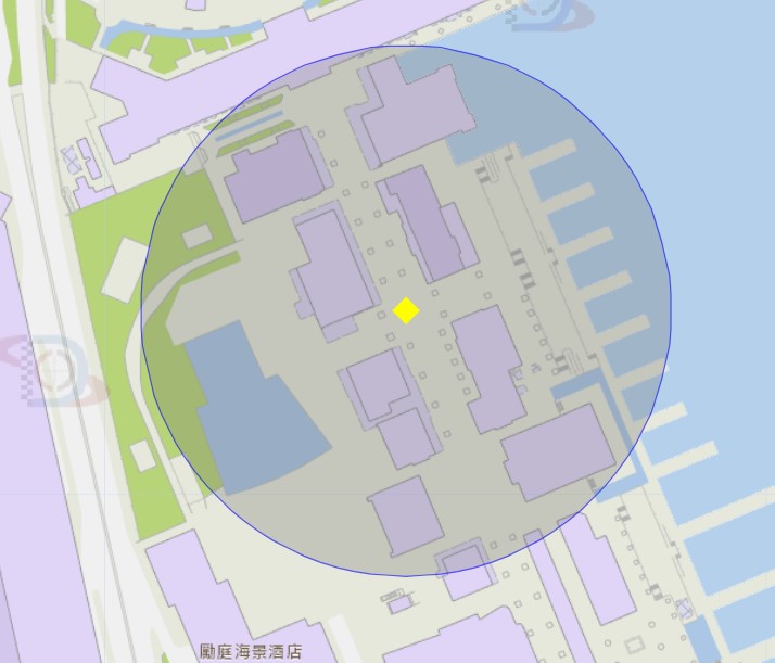 漁人碼頭附近風險區域100米半徑範圍