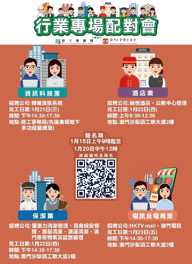 勞工局1月下旬舉辦四場配對會