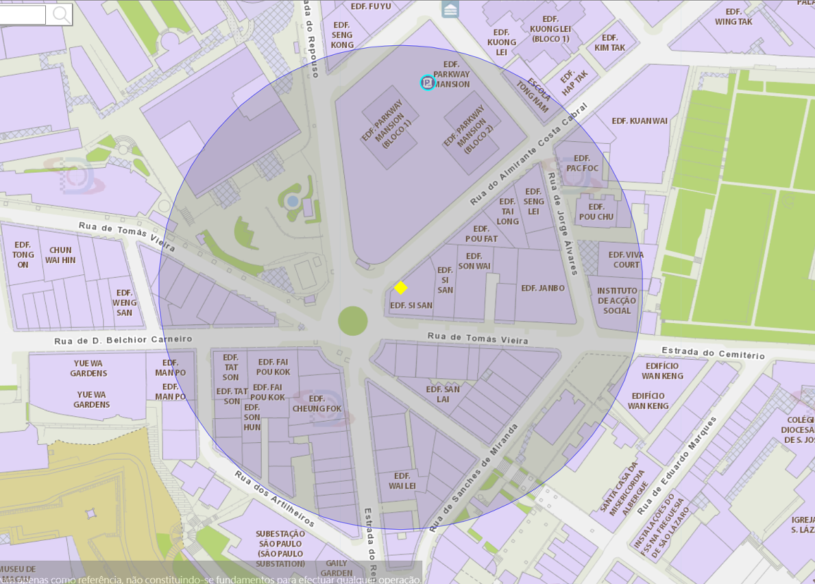 zona de risco com raio de 100 metros nas proximidades da Rua do Almirante Costa Cabral, n.os 129-139