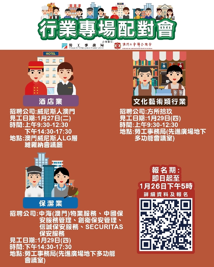 勞工局1月底舉辦三場配對會