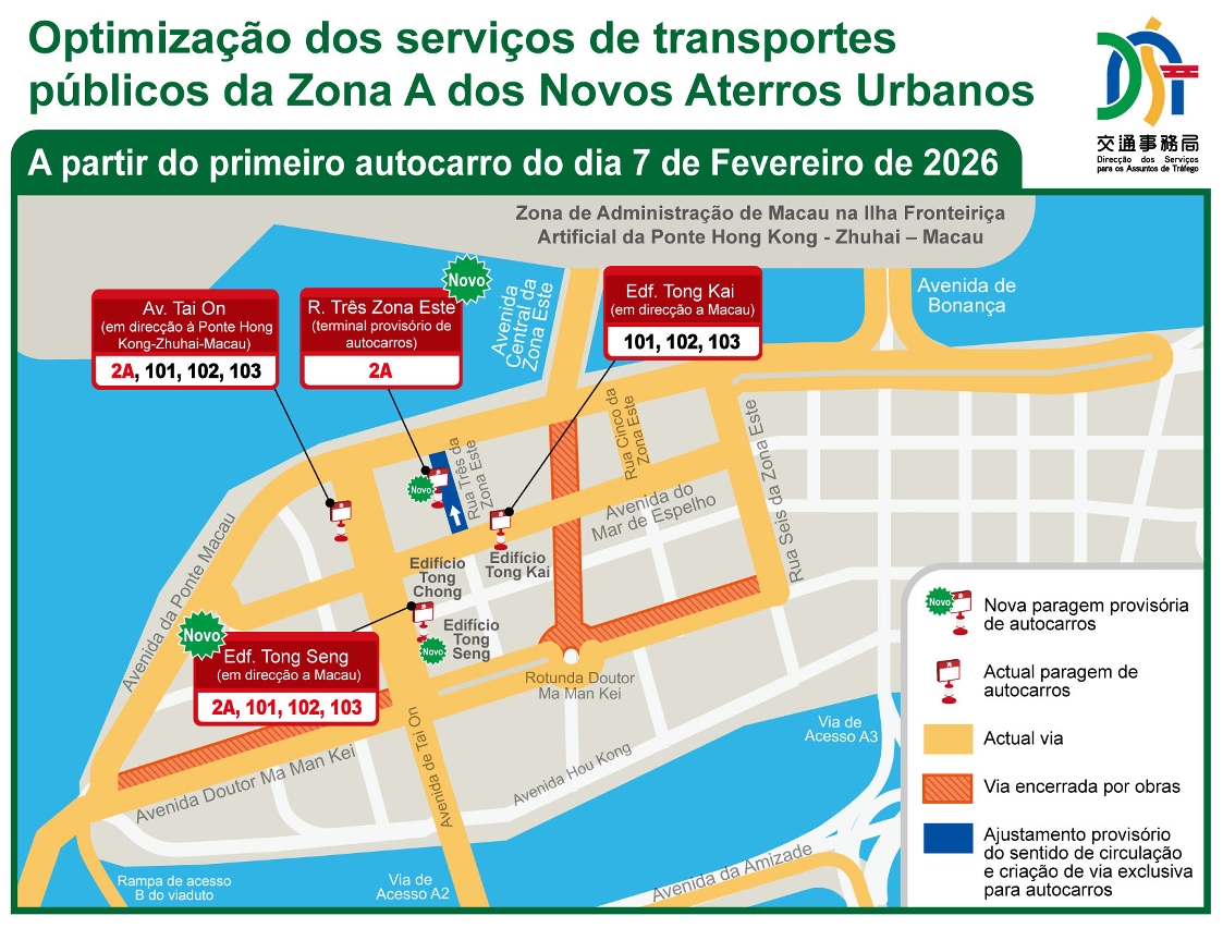 Mapa sobre a optimização dos serviços de transportes públicos da zona a dos novos aterros urbanos