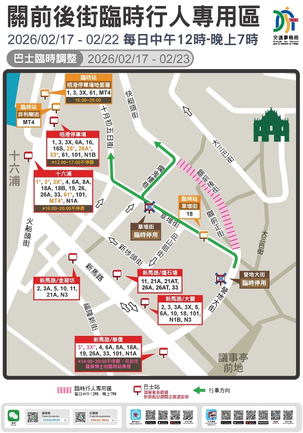 关前后街临时行人专用区临时交通安排