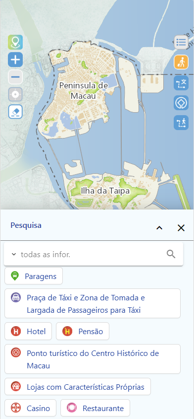 Prestação de serviços de informação geográfica conforme o tema optado pelo utilizador