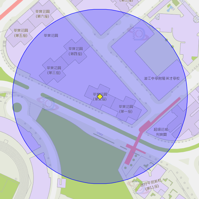 华宝花园第二座附近风险区域100米半径范围