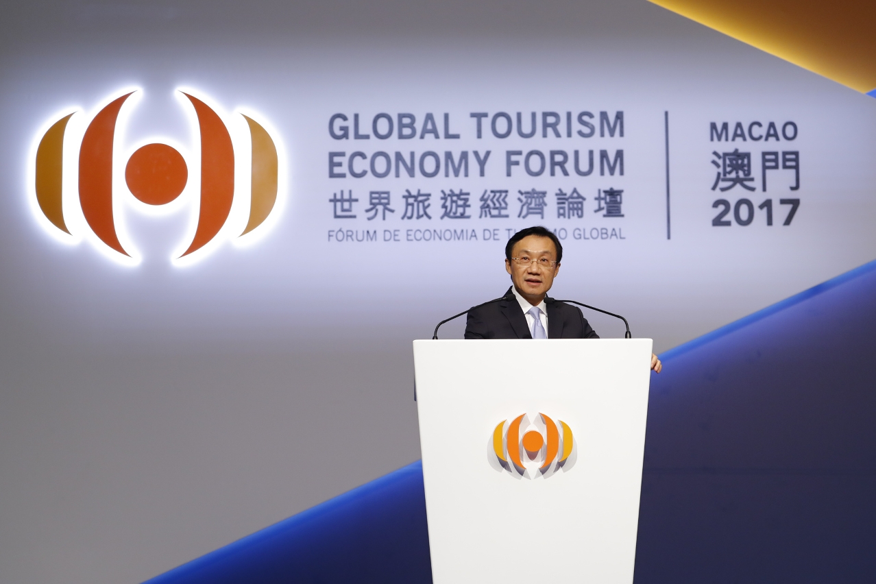 Representing the Chief Executive of the Macao SAR, the Secretary for Social Affairs and Culture of the Macao SAR Government, Alexis Tam, delivers welcome remarks