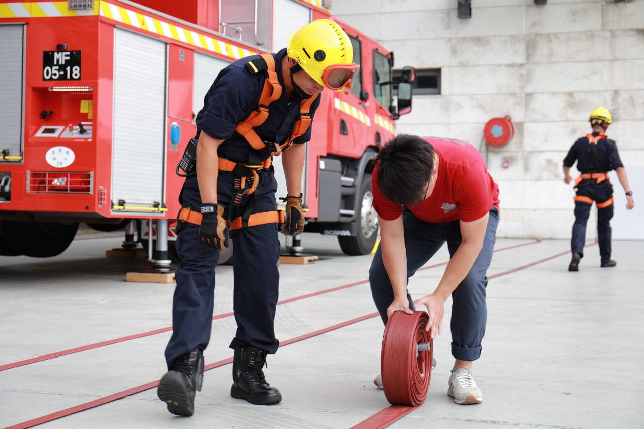Corpo de Bombeiros realizou actividade de experiência e intercâmbio em conjunto com a Associação de Nova Juventude Chinesa de Macau
