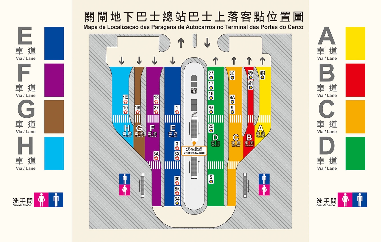 關閘地下巴士總站新巴士上落客位置圖