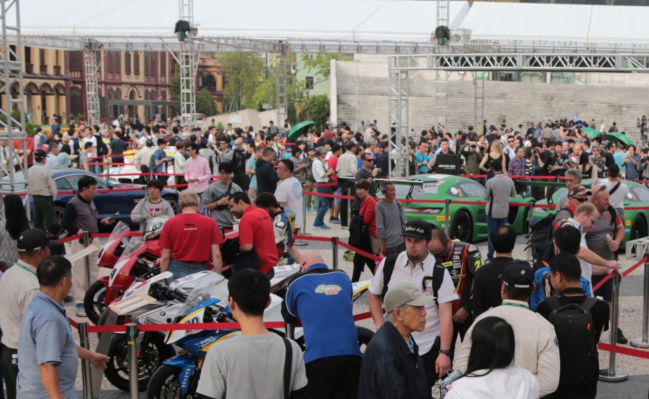 Hundreds flocked to the square to take a good look at the incredible racing machinery on show as excitement ahead of the Grand Prix reaches fever pitch