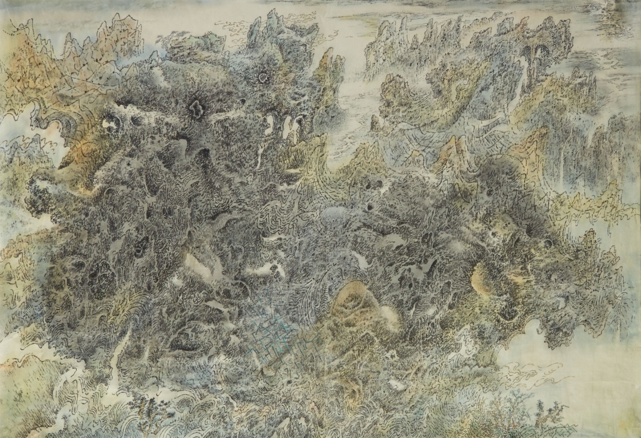 Work 01 Roaming Vision Ink and colour on silk  94 x 140 cm 2013