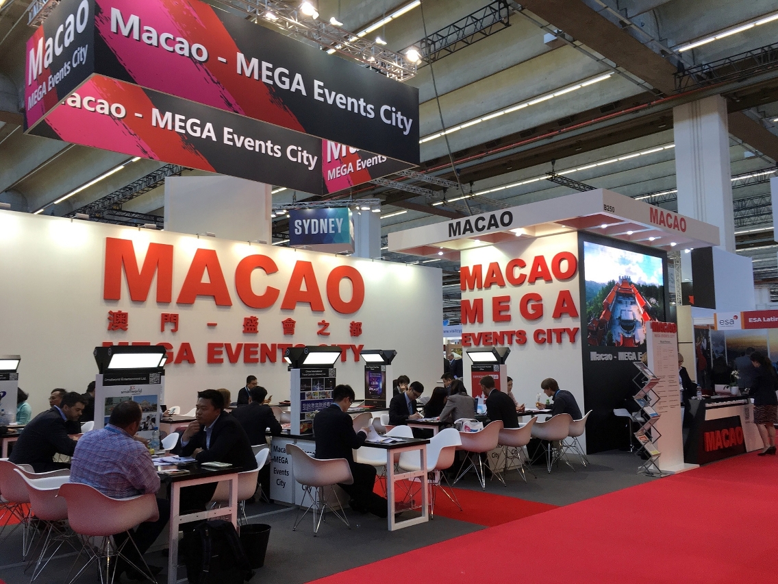 Pavilhão de Macau, subordinado ao tema “Macau, Cidade de Eventos”, instalado pelo IPIM no recinto do IMEX in Frankfurt