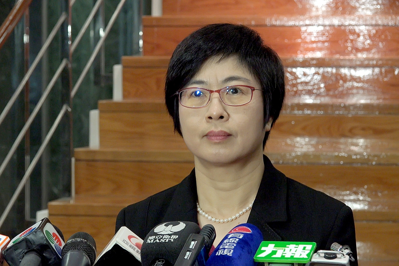 Secretary for Administration and Justice, Ms Chan Hoi Fan, briefs reporters after the meeting.