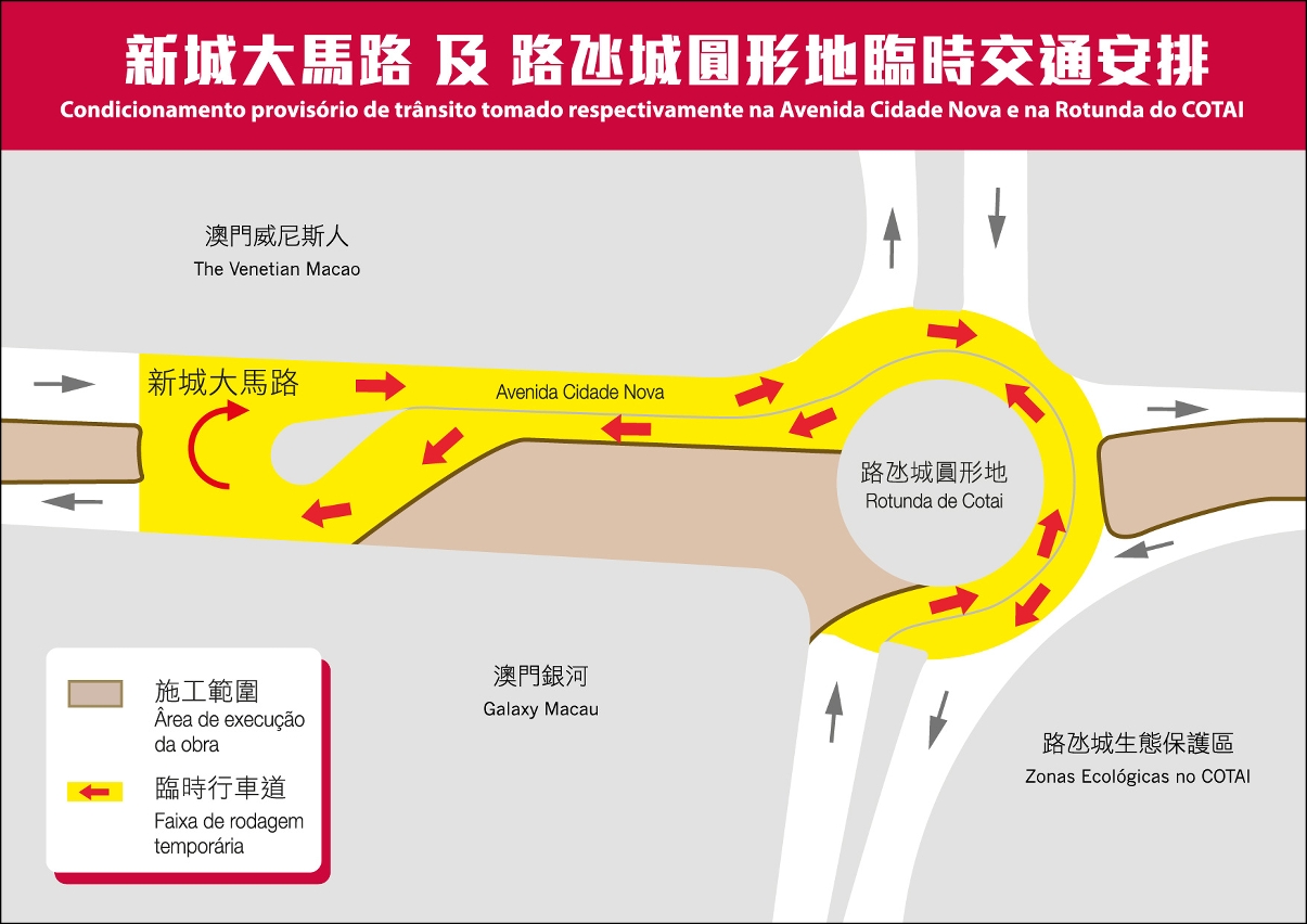 路氹城圓形地周日臨時改為雙向行車