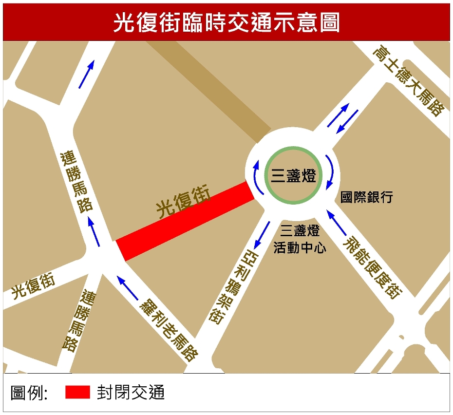 光復街臨時交通安排示意圖