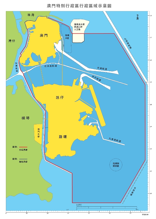 澳門特別行政區行政區域示意圖