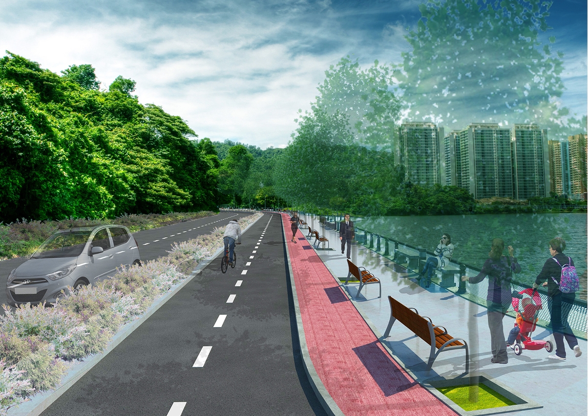 石排灣水庫東側新道路及休憩區效果圖