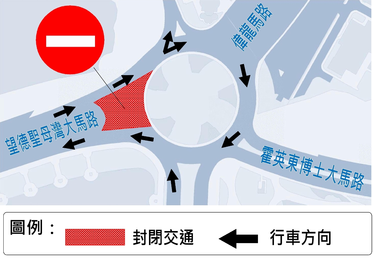 望德聖母灣大馬路交通改動示意圖