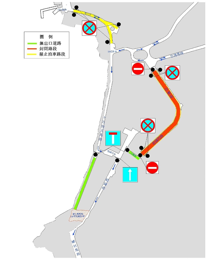 光輝路環四月八會景巡遊交通改動示意圖