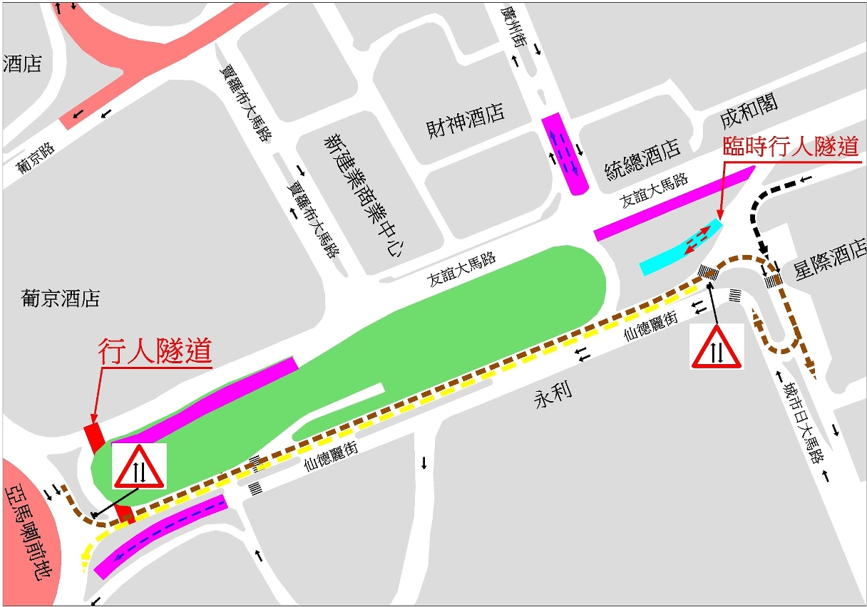 仙德禮街交通改道示意圖