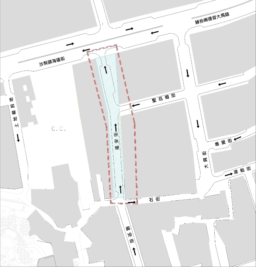 開通福安街後的行車方向圖