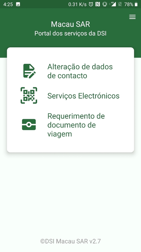 Aplicação móvel “Portal de Serviços da DSI” (Versão do sistema operacional Android)