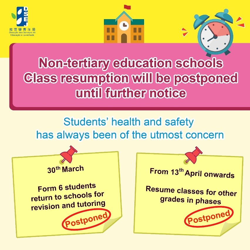 class resumption for non-tertiary education schools will be postponed until further notice