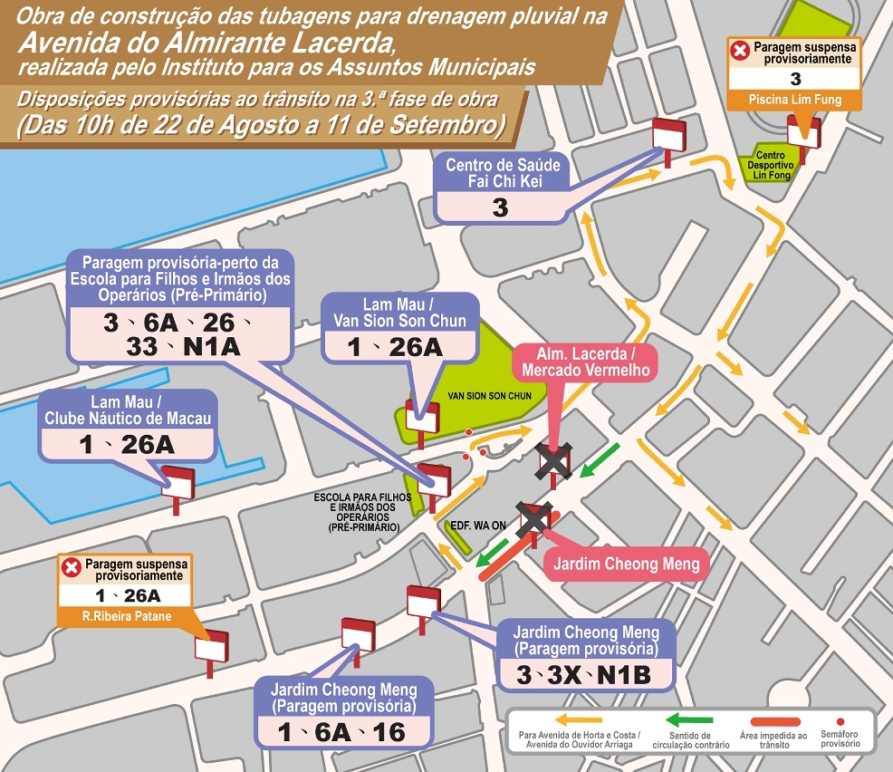 mapa de disposições provisórias para o trânsito na avenida do almirante lacerda