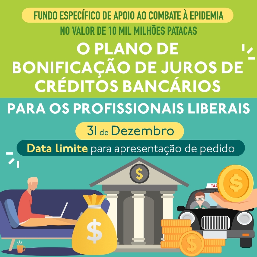 as candidaturas no âmbito do plano de bonificação de juros de créditos bancários para os profissionais liberais terminarão no final do mês corrente