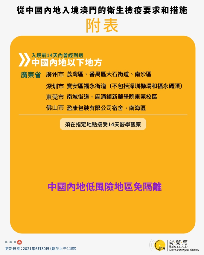 不同身份人士入境澳門衛生檢疫要求和措施