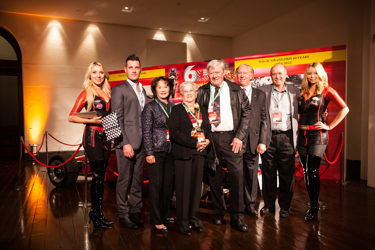 MGTO team in Australia with Macau Grand Prix past winners Fernanda Ribeiro, Kevin Bartlett and Vern Schuppan (centre to right)