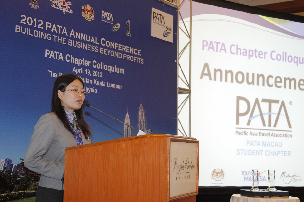 IFT Student, Chairlady of PATA Macau Student Chapter delivered speech during the inauguration
