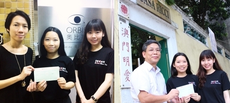 Student representatives delivered the donation to ORBIS Macau and Caritas de Macau