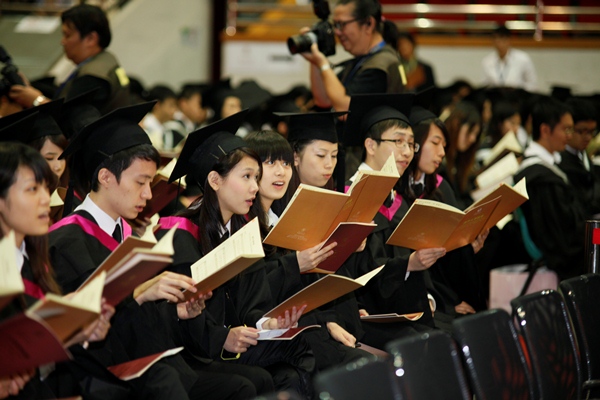 They are the first UM students to graduate in the music of the university anthem