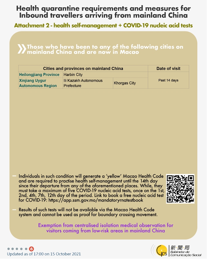 [infographic] 15 October 2021 health quarantine requirements and measures for inbound travellers