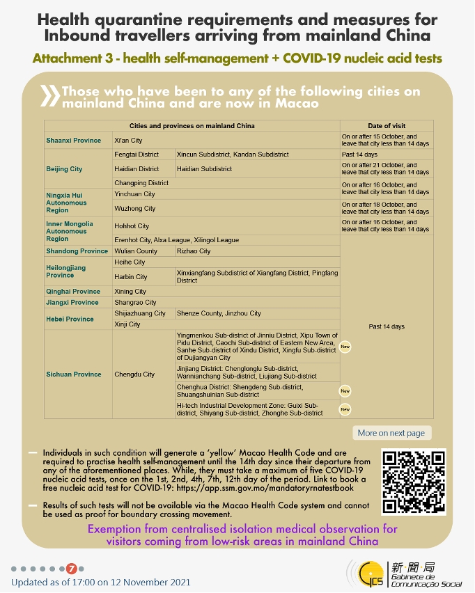 Health quarantine requirements and measures for inbound travellers of different identities.