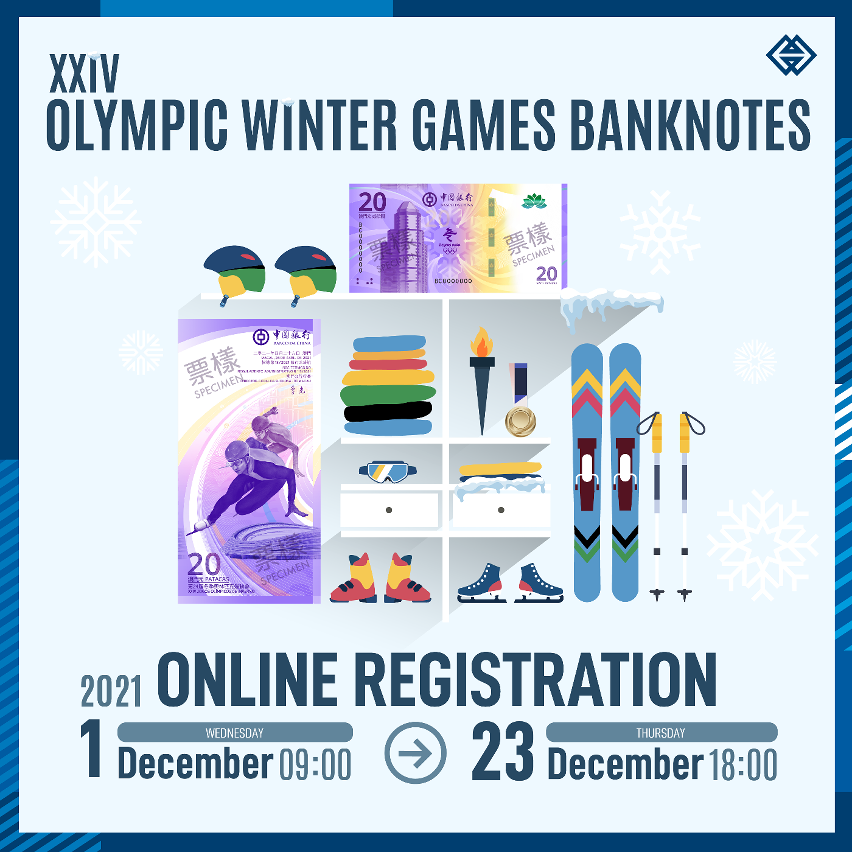 The online registration for the XXIV Olympic Winter Games banknotes will commence on next Wednesday