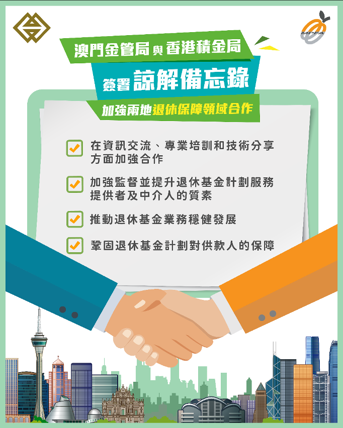 澳門金管局與香港積金局簽署諒解備忘錄，加強兩地退休保障領域合作